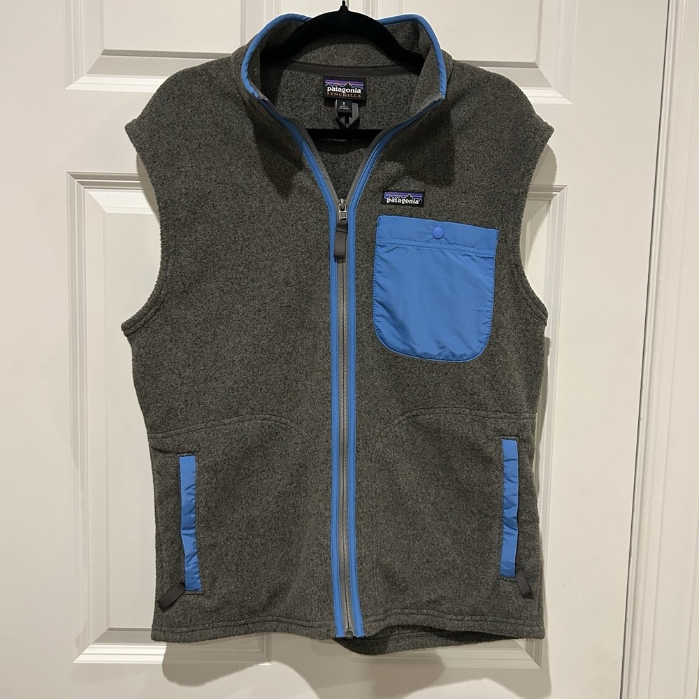 Patagonia Synchilla Fleece Vest Mens M Medium Grey Nickel Blue Zip Pocket Gorp